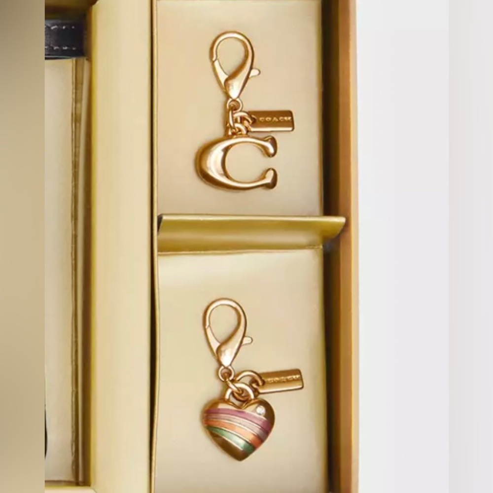 Coach Removable key chain bag charm bundle of two gold Color NEW